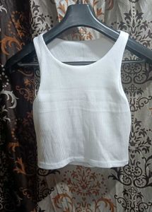 Women's White Crop Tank Top