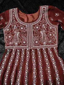 🌷Maroon Embroidered Anarkali Dress!