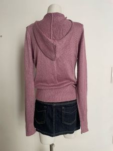 Pink Knit Zip-Up Hoodie