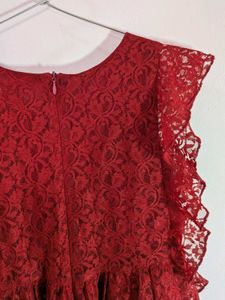 Red Lace Ruffle Dress