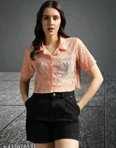 Stylish Net Crop Shirt For Women S Size Ize