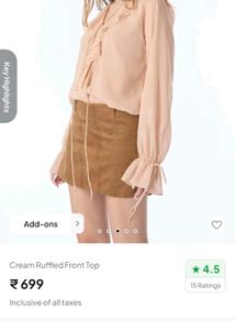 Ruffled Cream Tie-Neck Blouse