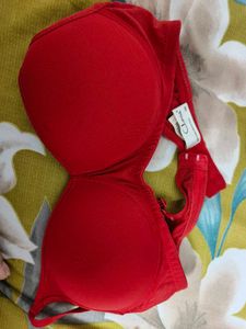 Clovia Red Padded Tshirt Bra - 34B