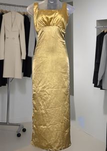 Pintrest Gold Satin Maxi Dress