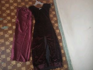 Elegant Maroon Velvet Kurta Set