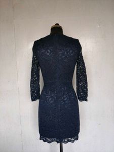 Navy Lace Long Sleeve Dress