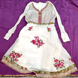 Elegant White Ethnic anarkali in good condition.