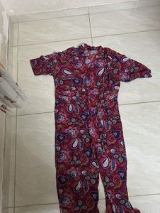 Comfy Paisley Printed Jumpsuit With Belt