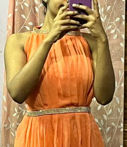 Peach Halter Neck Dress