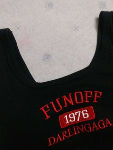 Black Graphic Padded Tank Top