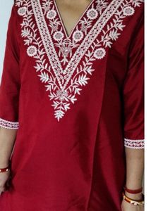 Elegant Maroon Embroidered Kurti