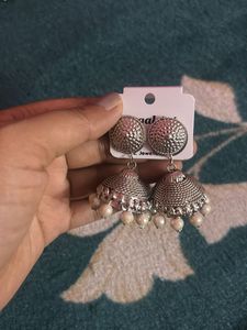 Silver Jhumka Earrings