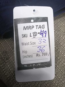 L@49 Size-32 Dark Blue Denim Jeans