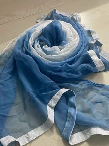 White N Blue Chiffon Big Stole