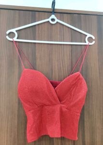 Red Glitter Bralette Top