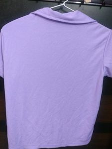 Lilac Ribbed Knit Polo Shirt