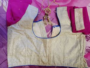 Blue &amp; Gold Embellished Lehenga Skirt