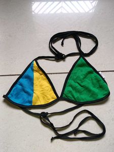 Color Block Triangle Bikini Top