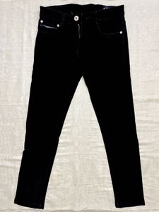 Diesel Cotton Jeans Slim Fit Black Pants