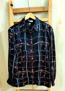 Black Printed Shirt Size-44