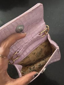 Lilac Croc-Embossed Mini Bag