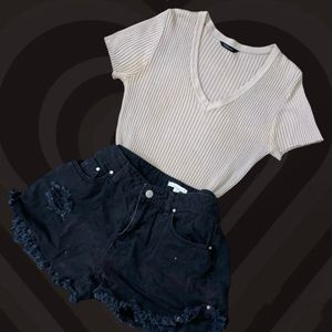 Ribbed Tee- Formal And Casual Wear Top