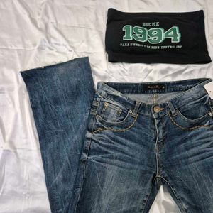 low waist straight fit Y2K Denim Jeans