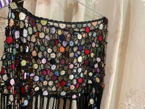 Multi Color Pancho Crochet Top
