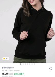 Bewakoof Jet Black Fleece Hoodie