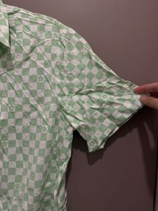 Printed Green Checkered crop Shirt