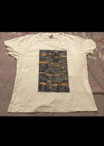 Graphic Print White T-shirt(unused )