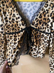 Leopard Tie Up Top