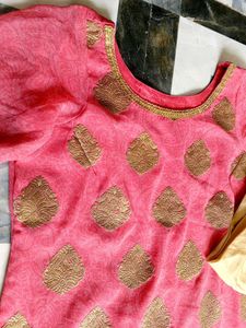 Pink &amp; Gold Kurta Set