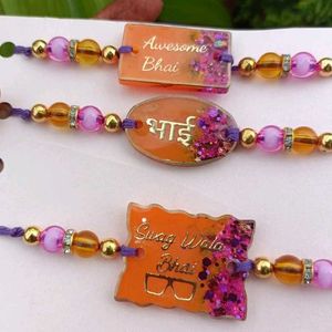 Handmade Bhai Rakhi Set | Couple Customized |Resin