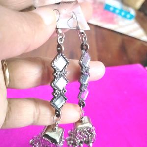 Beautiful Silver Mirror Drop Earrings