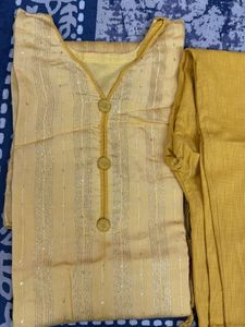 Vibrant Yellow Zari Suit