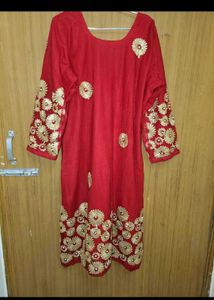 Red Embroidered Kurta Set gota patti salwar kurt