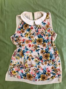 Cute Floral Sleeveless Top Bust 34