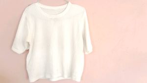 White Ribbed Crop Top 🤍