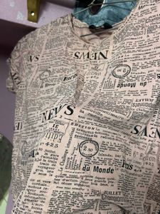 Newspaper Print T-Shirt