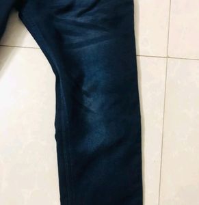 Dark Blue Lightly Washed Slim Fit Denim