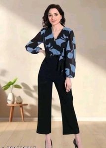 Stylish Women's Printed Wrap Jumpsuit with Balloon