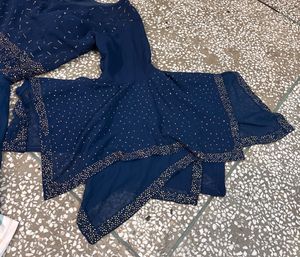Elegant Blue Ethnic Gown Shrara Fancy Dress