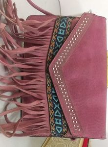 Fringe & Studded Crossbody Bag