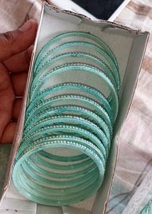 Beautiful😍 Sky Blue Glass Sparkle Bangles 2 Dozen