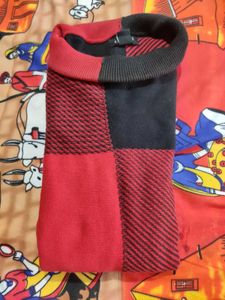 Red &amp; Black Turtleneck Sweater