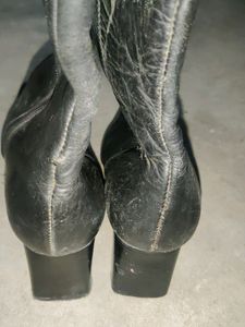 Elegant Pure Leather Beautiful Black Long Shoes