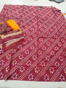 Branded Cotton Bamdhani Printed Dress Material Sui