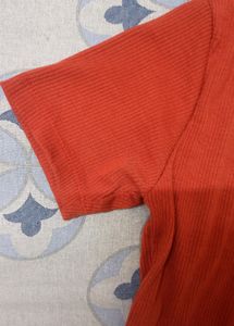 SSS Orange Button Up Crop top