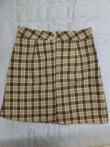Brown Plaid Mini Skirt